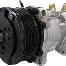 ACTECmax Universal A/C Compressor with Black PV8 Clutch Sanden 508 Style 5H14 R134A Serpentine Belt