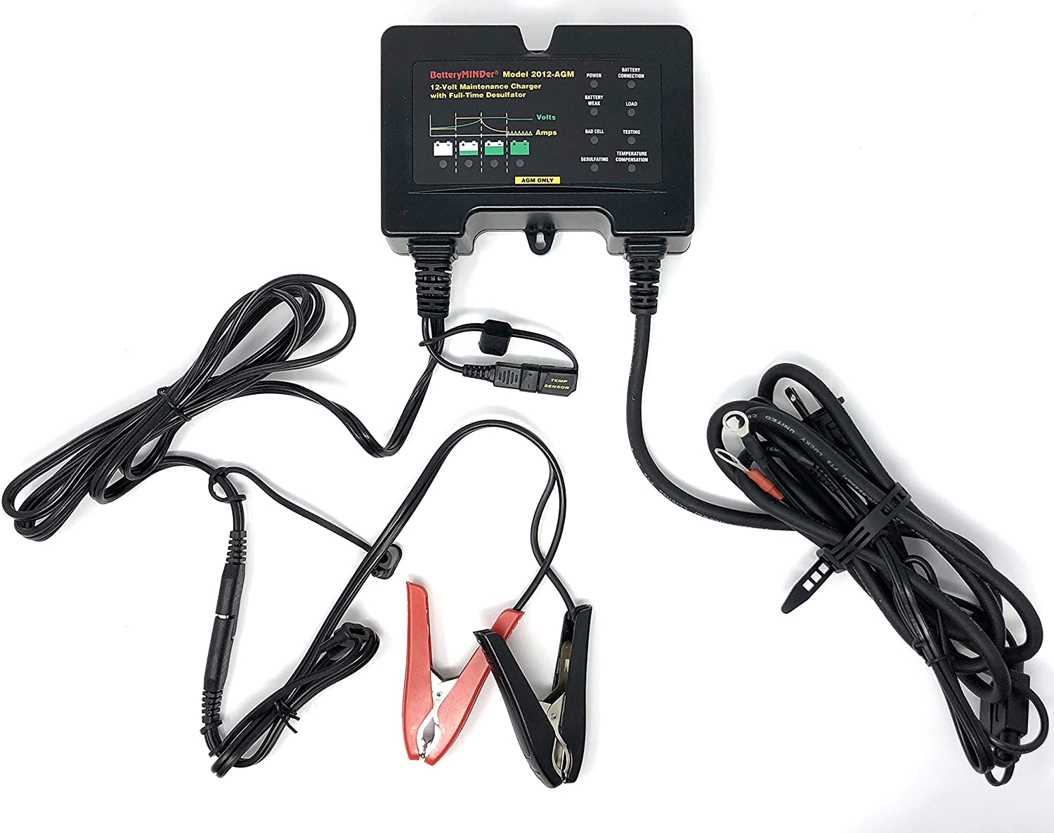 BatteryMINDer 2012-AGM - AGM Batteries Only - 12 Volt-2 Amp Battery Charger, Battery Maintainer, and Battery Desulfator for Odyssey, Optima AGM Lead-Acid Batteries