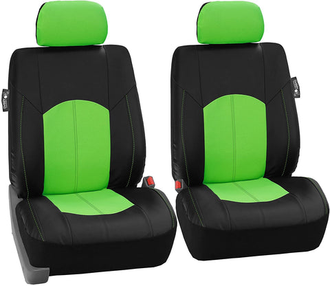 FH Group PU008102 Highest Grade Faux Leather Seat Covers (Green) Front Set – Universal Fit for Cars Trucks & SUVs