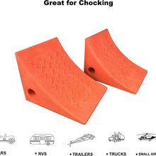 RV Leveling Blocks Wheel Tire Plastic Chocks, Best Heavy Duty Vehicle Wedge Design and Garage Grip Bottom for Travel Trailers, Camper, Truck, Car and ATV Orange 2 Pack