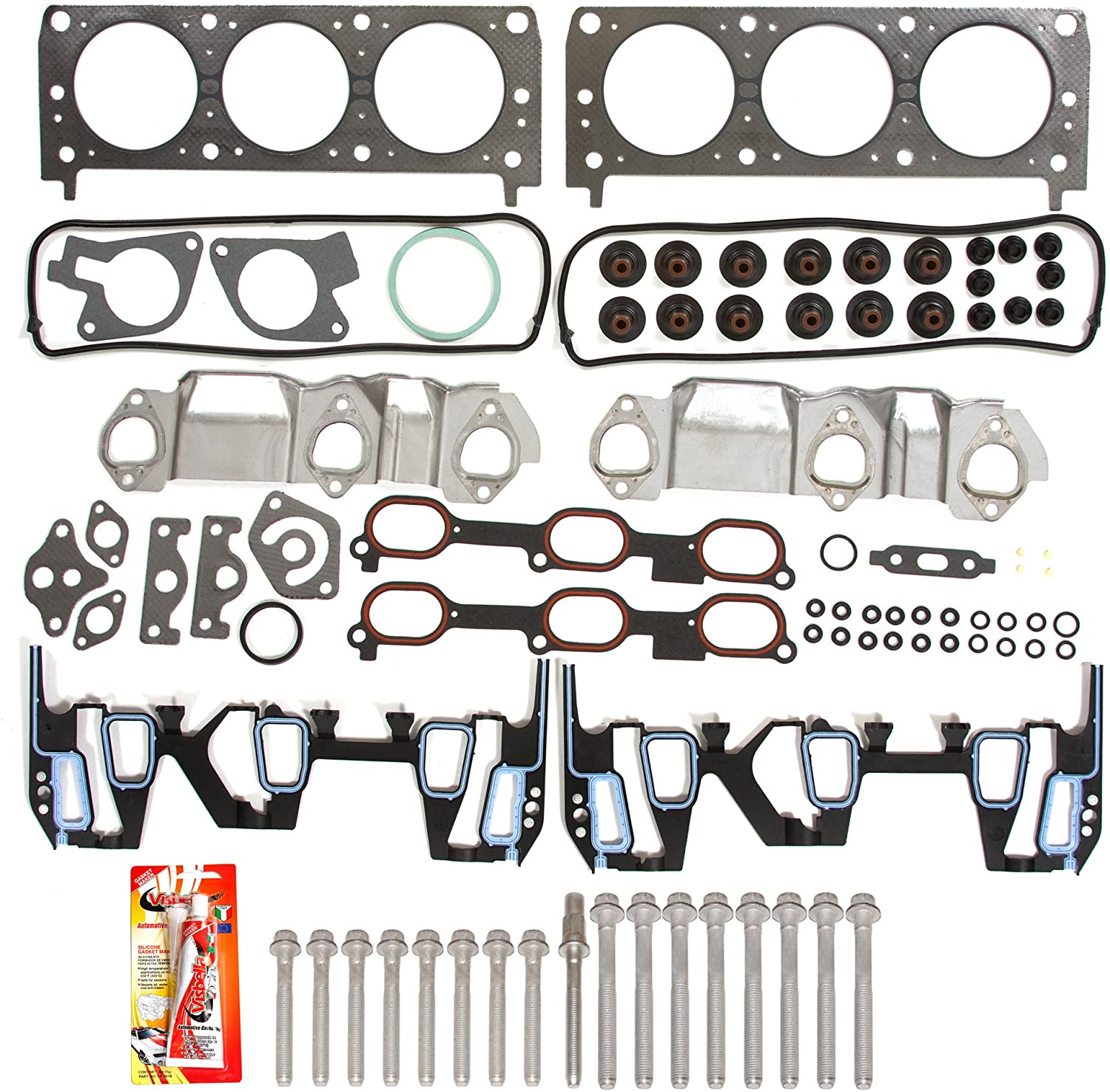 Compatible With Chevrolet Pontiac Oldsmobile 3.1 & 3.4 Head Gasket Set Head Bolts