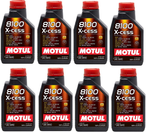 Motul 102784 Set of 8 8100 X-Cess 5W-40 Motor Oil 1-Liter Bottles