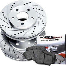 Power Sport Cross Drilled Slotted Brake Rotors and Ceramic Brake Pads Kit -81924 [FRONTS]