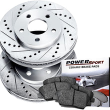 Power Sport Cross Drilled Slotted Brake Rotors and Ceramic Brake Pads Kit -81347 [FRONTS]