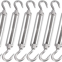 X AUTOHAUX 8pcs M6 Car 304 Stainless Steel Hook and Hook Turnbuckle Wire Rope Tension Silver Tone