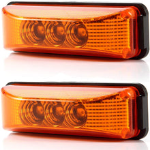 2pcs 3.9 inches 3 Leds Truck Trailer 12V Led Front Rear Led Side Marker Lights Indicator Lamp Rock Light for Truck Trailer Boats,Sealed and Waterproof, Surface Mounted Installation, 2 Amber
