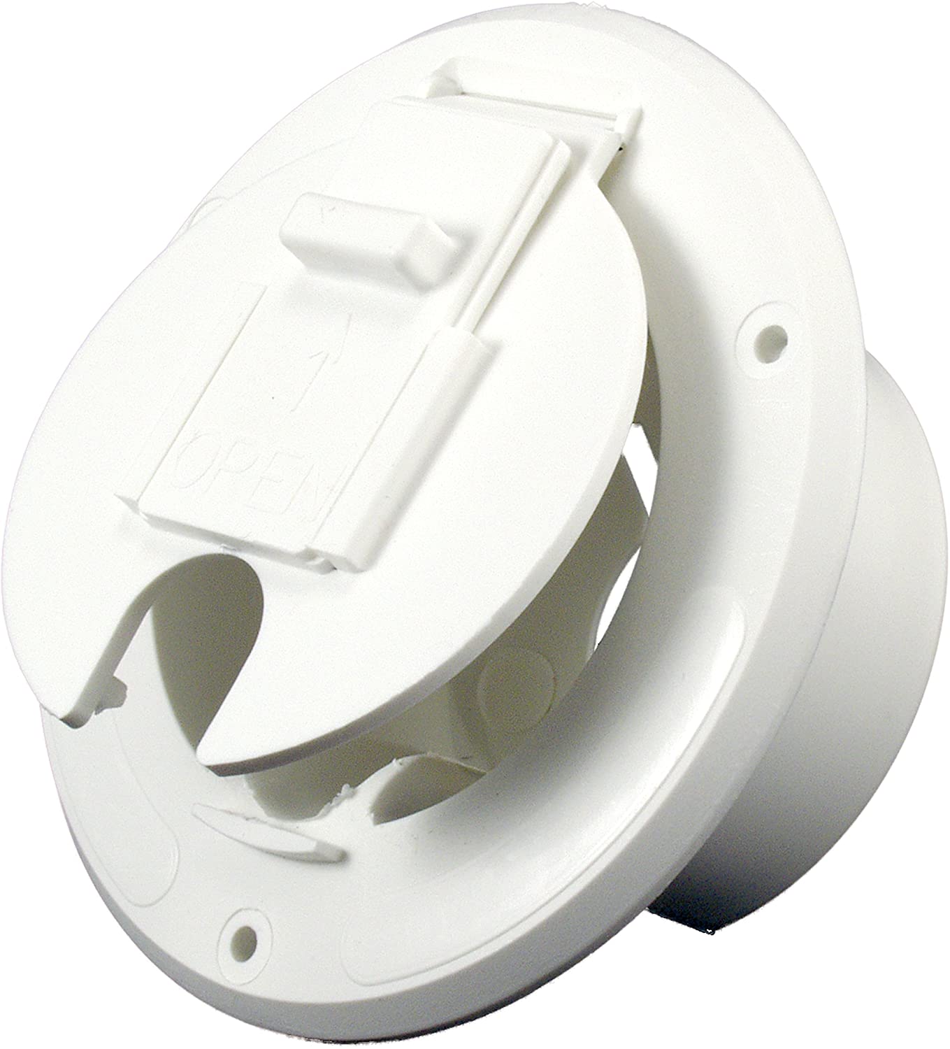 JR Products S-23-10-A White 30 Amp Round Electric Cable Hatch (1)