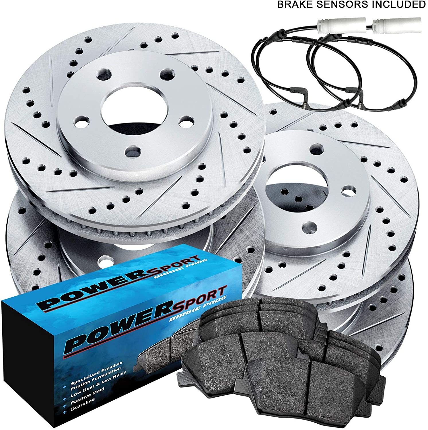 Fit 2007-2017 Lexus LS460 PowerSport Full Kit Brake Rotors Kit+Ceramic Brake Pads