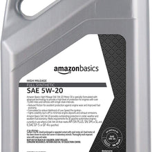 AmazonBasics High Mileage Motor Oil, Full Synthetic, SN Plus, 5W-20, 5 Quart