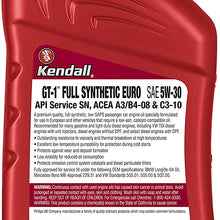 Kendall 1078251 Euro Motor (GT-1 Full Synthetic Oil 5W30-1 Quart), 32. Fluid_Ounces