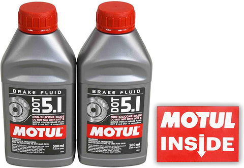 Motul 100951 100% Full Synthetic Brake Fluid 2 Pack DOT 5.1 500mL Bottle with Premium Motul Sticker (2)
