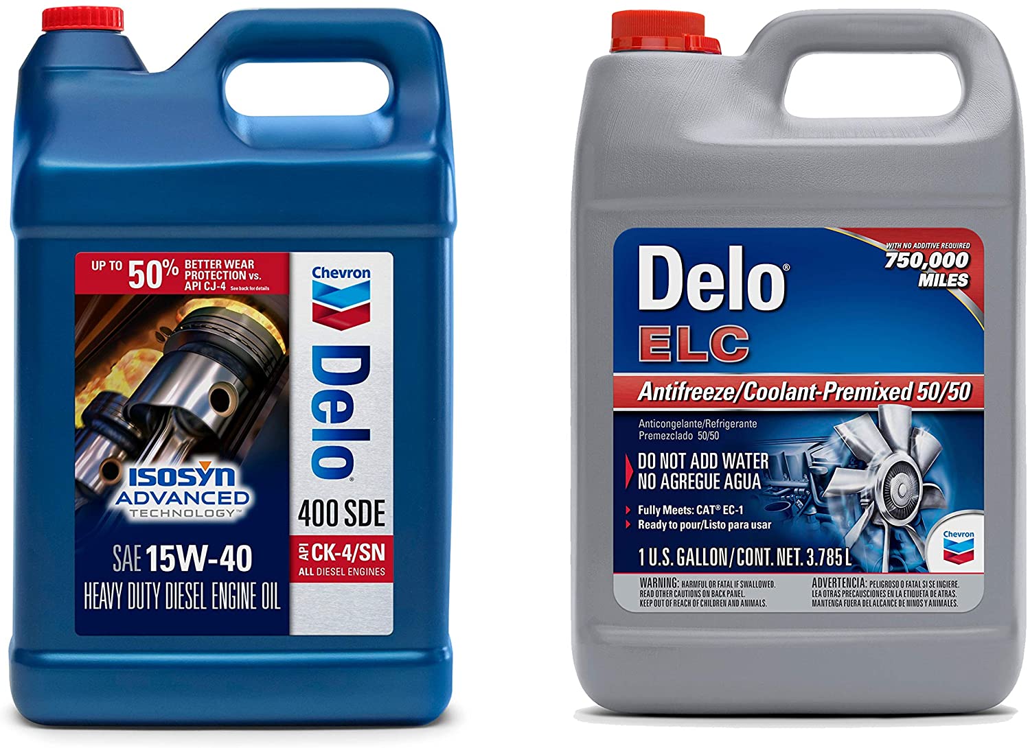 Chevron Delo 400 SDE 15W40 CK-4, 2.5 Gallon Jug, Single bundle with Delo ELC Antifreeze and Coolant Premixed 50/50