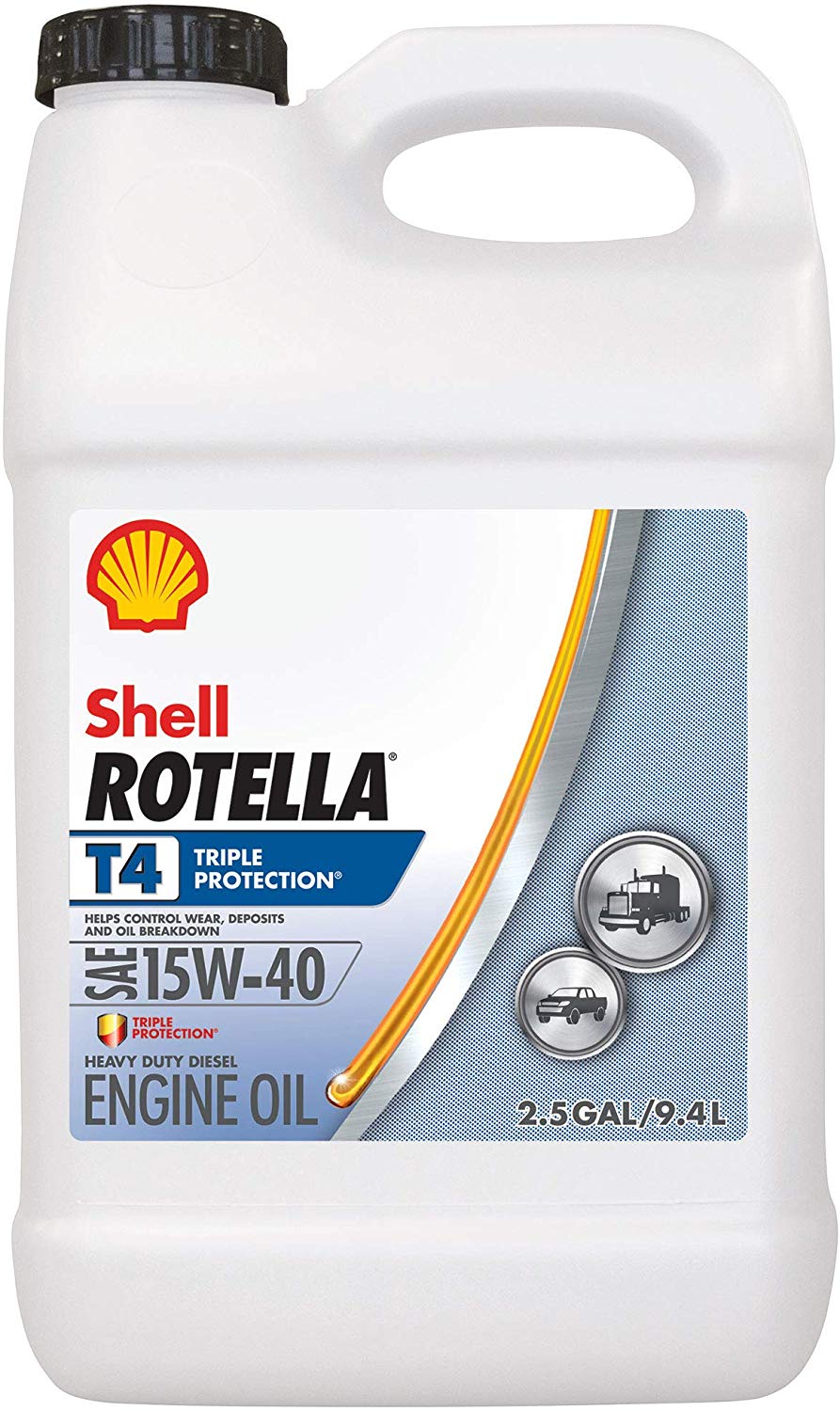 Shell Rotella T4 Triple Protection Conventional 15W-40 Diesel Engine Oil (2.5 Gallon, Single Pack)