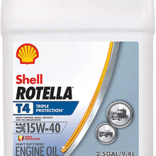 Shell Rotella T4 Triple Protection Conventional 15W-40 Diesel Engine Oil (2.5 Gallon, Single Pack)