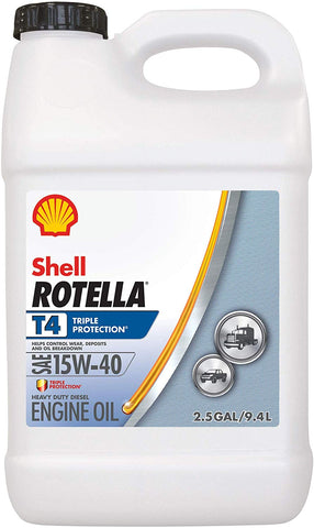 Shell Rotella T4 Triple Protection Conventional 15W-40 Diesel Engine Oil (2.5 Gallon, Single Pack)