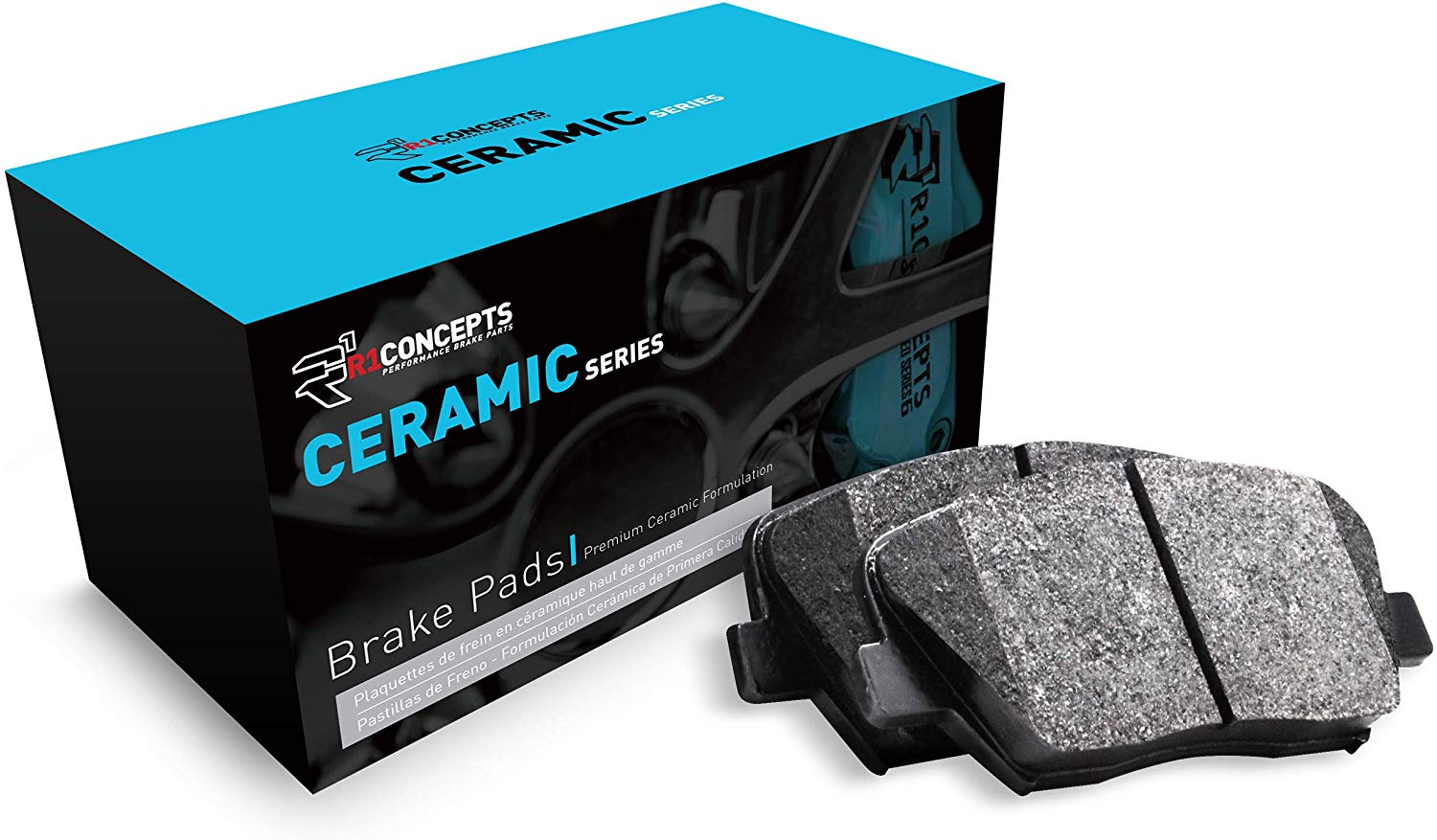 Front R1 Concepts Ceramic Series Brake Pad With Rubber Steel Rubber Shims