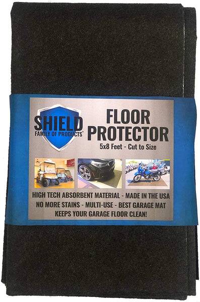 Shield Family Floor Protector - Premium Absorbent Oil Mat – Reusable/Durable/Waterproof – Protects Garage Floor Surface – Garage Shop Mat – Floor Mat for Golf Carts, ATV’s, Motorcycles - 5ftx8ft