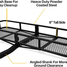 ARKSEN 60" x 24" x 6" Hitch Mount Angled Shank Cargo Carrier Luggage Basket Fit 2" Receiver 500LBS Capacity Camp Travel SUV Camping, Black