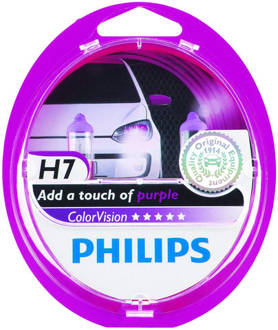 Philips ColorVision H7 Halogen Headlight (Purple), 2 Pack