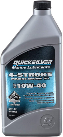 Quicksilver 8M0148476 4-Stroke Marine Engine Oil – 10W40 – 32oz Bottle