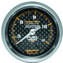 AUTO METER 4711 Carbon Fiber Mechanical Fuel Pressure Gauge