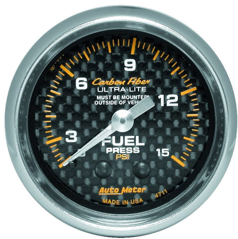 AUTO METER 4711 Carbon Fiber Mechanical Fuel Pressure Gauge