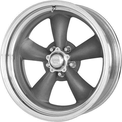 American Racing VN215 Classic Torq Thrust II 1 Pc Mag Gray Wheel with Center Polished Barrel (17x7