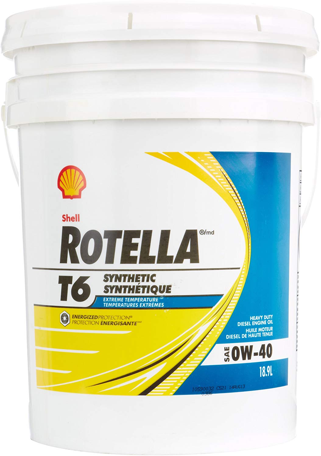 Shell ROTELLA 550036271 T6 Full Synthetic Heavy Duty 0W-40 Engine Diesel Oil - 5 Gallon Pail