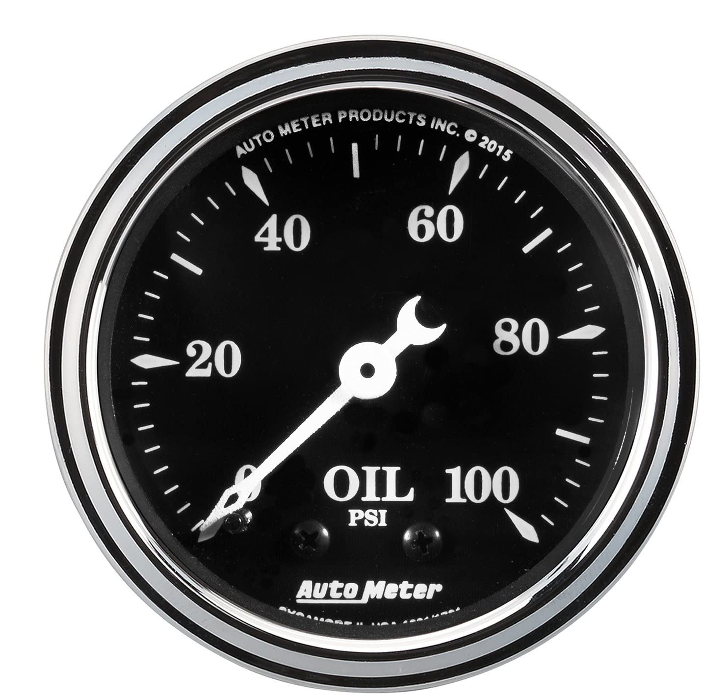 AUTO METER 1721 Gauge Oil Pressure (Old TYME Black Gauge, Oil Press, 2 1/16