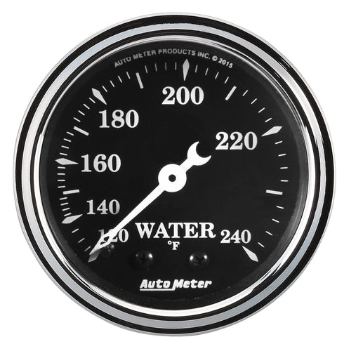 AutoMeter 1733 Gauge,Water Temp, 2-1/16, 120-240f, Mech, Old Tyme Blk