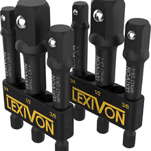 LEXIVON [2-Pack] Impact Grade Socket Adapter Set, 3" Extension Bit With Holder | 3-Piece 1/4", 3/8", and 1/2" Drive, Adapt Your Power Drill To High Torque Impact Wrench (LX-101X2)