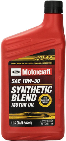 Genuine Ford Fluid XO-10W30-QSP SAE 10W-30 Premium Synthetic Blend Motor Oil - 1 Quart Bottle