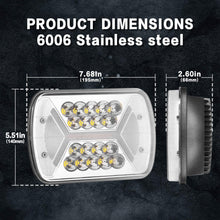 Yorkim Upgrated Newest 5x7 LED Headlights H6054 Headlight 7x6 inch Sealed Beam Square Headlamp with High Low Beam Dot Lights for Jeep Wrangler YJ Cherokee XJ 6054 H5054 H6054LL 6052 6053, Pack of 2