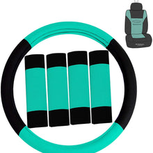 FH Group FH2033 Modernistic Steering Wheel Cover and Seat Belt Pads (Mint) with Gift – Universal Fit for Cars Trucks & SUVs