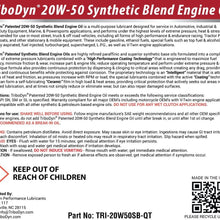 TriboDyn 20W50 Synthetic Blend Engine Oil - 12 Quart Case