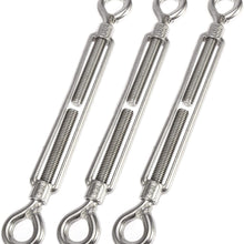 X AUTOHAUX 3pcs M10x1.5 Car 304 Stainless Steel Eye and Eye Turnbuckle Wire Rope Tension