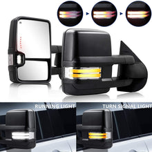 Towing Mirrors fit for 2007-2013 Chevy Silverado GMC Sierra / 2014 Silverado GMC Sierra 2500HD 3500HD tow mirrors with Power Glass Heated Turn Signal Lights Backup Lamp Extendable Pair Set