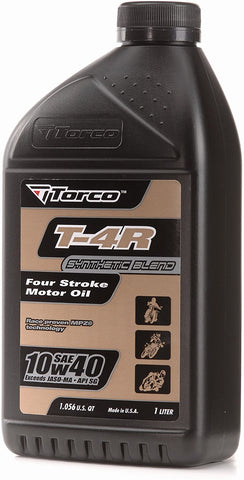 Torco T671044C T-4R 10w40 4-Stroke Synthetic Blend Motor Oil Bottle - 1 Liter Bottle, (Case of 12)