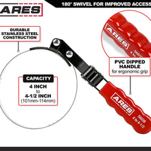 ARES 56039 - 4-in-1 Swivel Oil Filter Wrench - 2 3/8" to 4 3/8" (60mm to 110mm) Capacity - 180 Degree Swivel for Better Access, Self-Tightens on Filter
