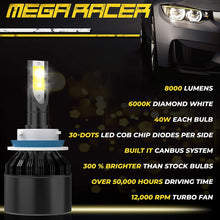 Mega Racer H11/H8/H16 Fog Light LED Headlight Bulbs, 3 Changeable Colors for Fog Light Replacement Bulb (6000K Diamond White, 3000K Golden Yellow, 4300K Warm White), 50W 8000 Lumen COB IP68, Pack of 2
