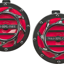 Wolo (308-2T) Sonic Blast Red and Black Painted Horns - 12 Volt, Low and High Tone