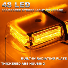 VKGAT 48 LED Roof Top Strobe Lights, Emergency Hazard Warning Safety Flashing LED Mini Bar Strobe Light for Truck Car Snow Plow Vehicles, Waterproof and Magnetic Mount (Amber)