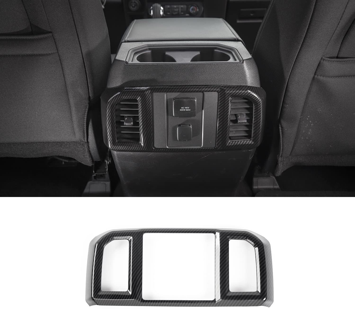 Voodonala Carbon Fiber Grain Rear Air Condition Outlet Vent Trim for Ford F150 2016 2017