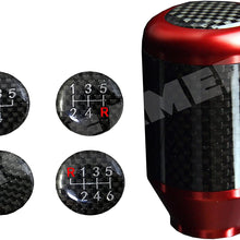 ICBEAMER Racing Style Red Aluminum w/Carbon Fiber Mini Short Throw Shifter Manual Stick Shift Knob 5 6 Speeds Pattern
