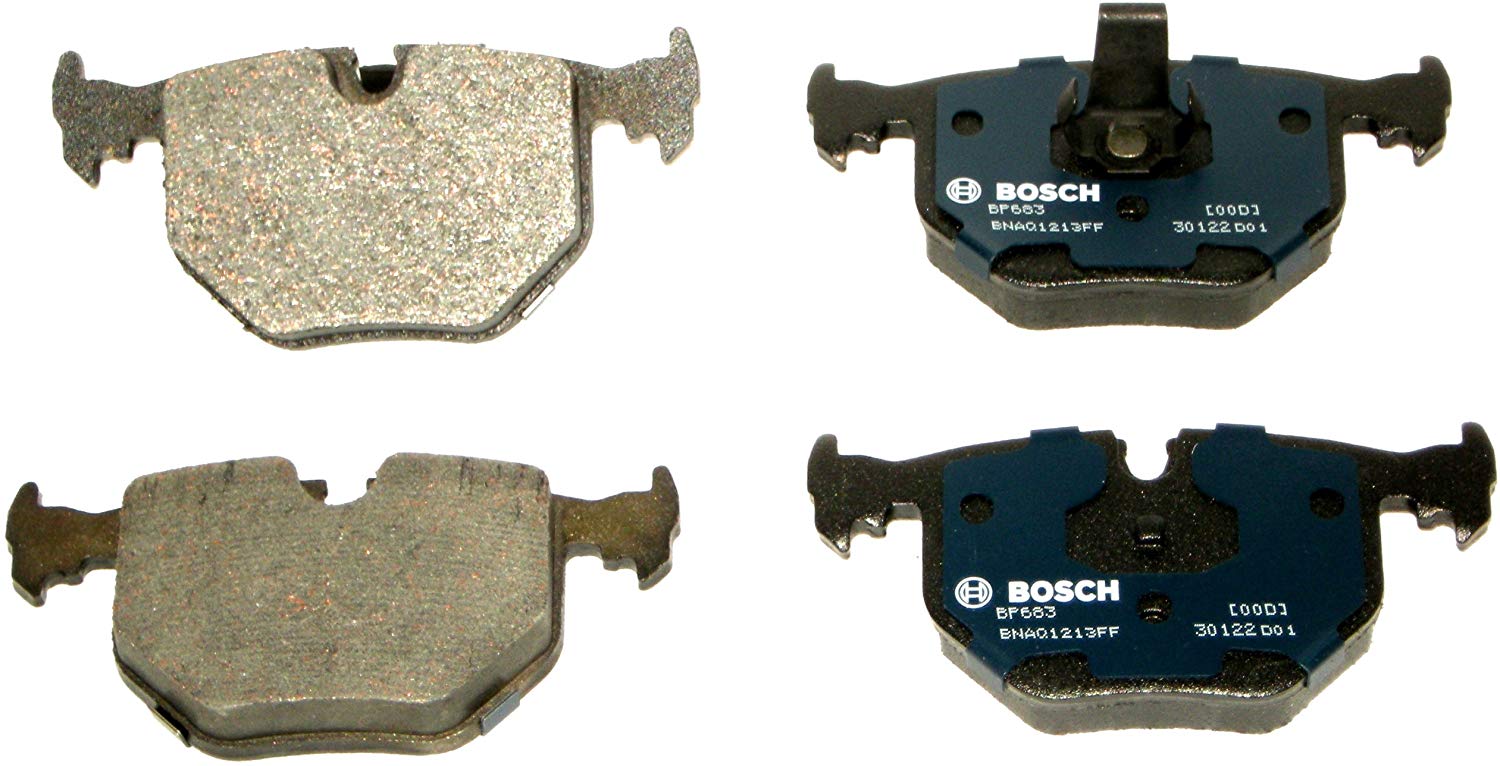 Bosch BP683 QuietCast Premium Semi-Metallic Disc Brake Pad Set For Select BMW 330Ci, 330i, 330xi, 525i, 525xi, 740i, 740iL, 750iL, M3, M5, X3, X5, Z4, Z8; Land Rover Range Rover; Rear
