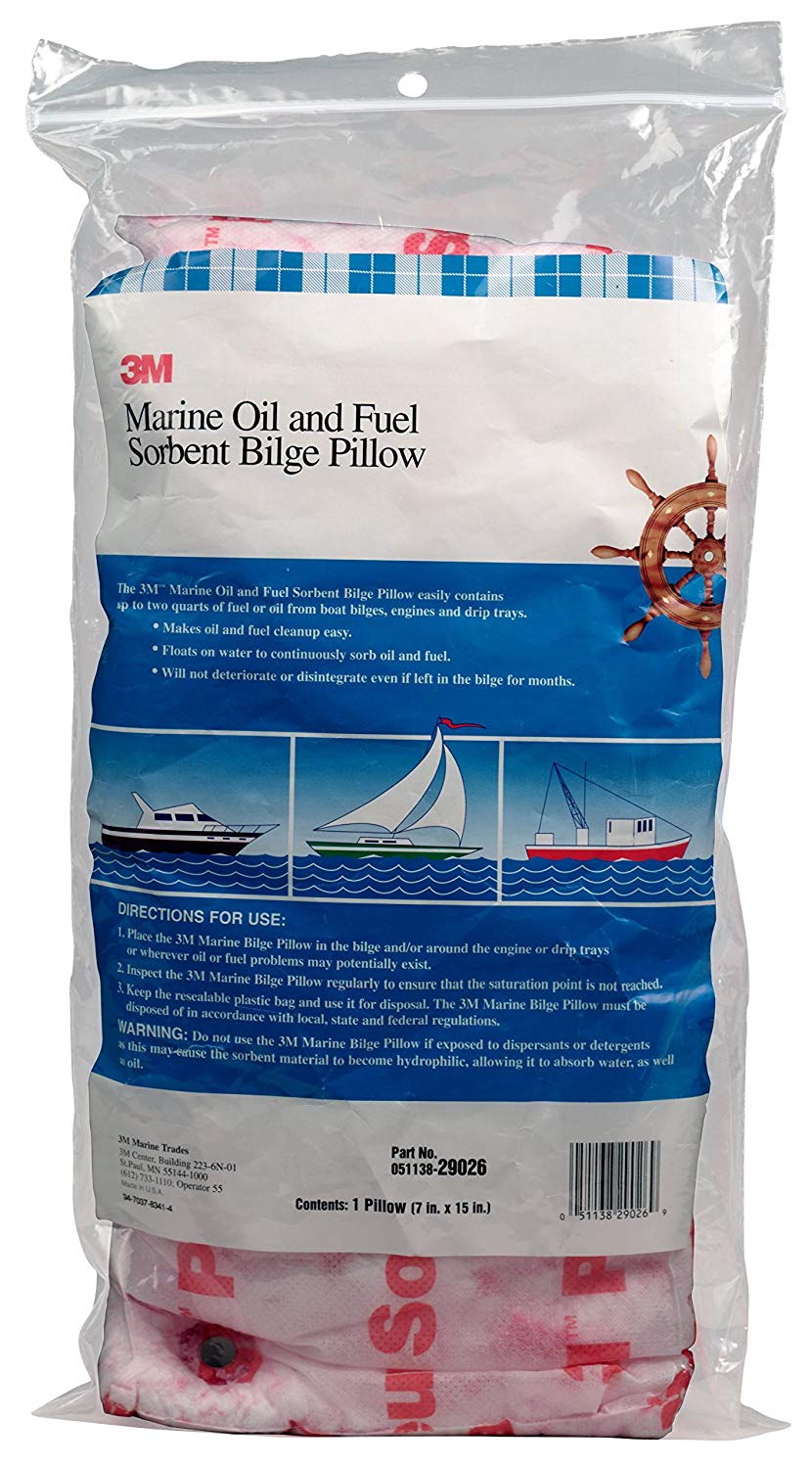 3M Marine Oil & Fuel Absorbent Bilge Pillow, 7 in x 15 in