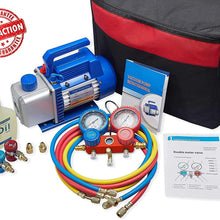 NewPosition 4CFM 1/3HP Air Vacuum Pump HVAC A/C Refrigeration Tool Kit AC,Auto Repair Equipment, Manifold Gauge Set(R134A R22),Coupler Valve, 3 Hoses, Ideal for Food Packaging,Milking,Medical etc