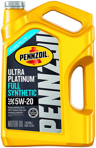 Pennzoil 550038330 Ultra Platinum 5W-20 Full Synthetic Motor Oil- 5 Quart Jug