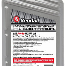 Kendall (1057254-12PK) GT-1 High Performance Synthetic Blend SAE 5W-30 Motor Oil with Liquid Titanium - 1 Quart, (Case of 12)