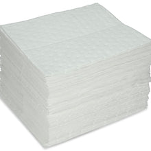 AABACO Oil Only ABSORBENT PADS - Heavy Weight Sheets (100ct Per Pack) 15 X 17 Inch High Absorbency for OIL and FUEL SPILLS - Repels Water, Absorbing up to 24 Gallons - Cleanup & Automotive (100)